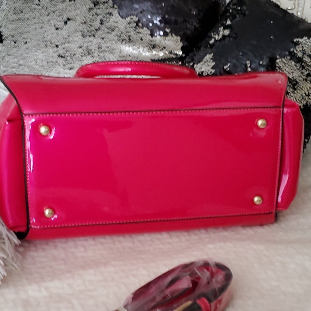 Hot Pink Patent leather bag with big diamond stone HP❤️❤️2 times - Picture 10 of 10